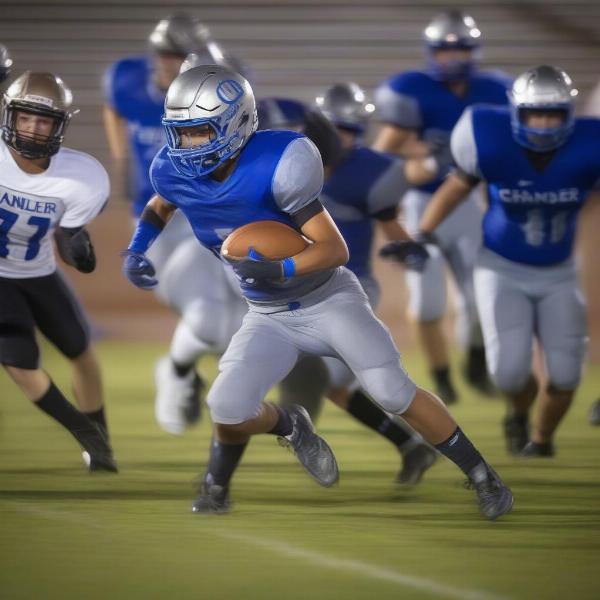 Chandler High football game action showcasing intense plays and teamwork