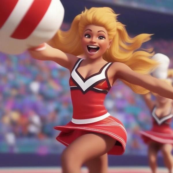 cheerleader in game with vibrant and detailed animation