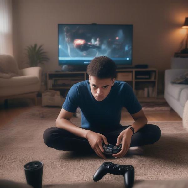 christian man playing video game