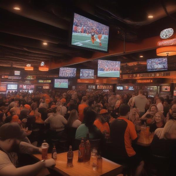 cincinnati sports bar with multiple tv screens showing bengals game