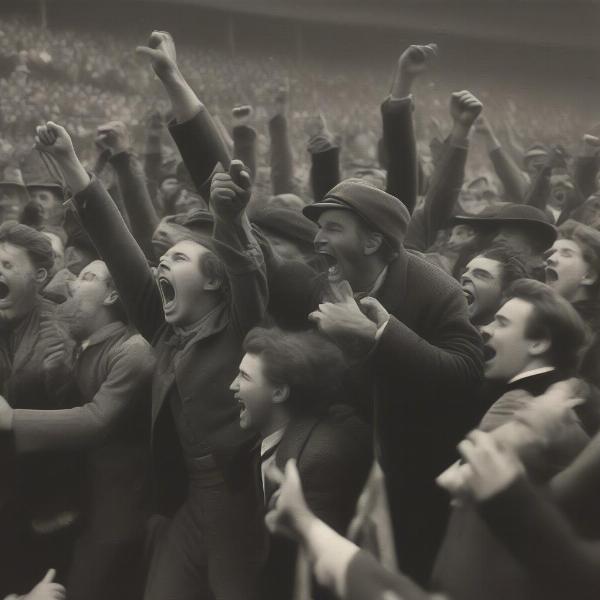 Fans celebrating a victory during a civil war game