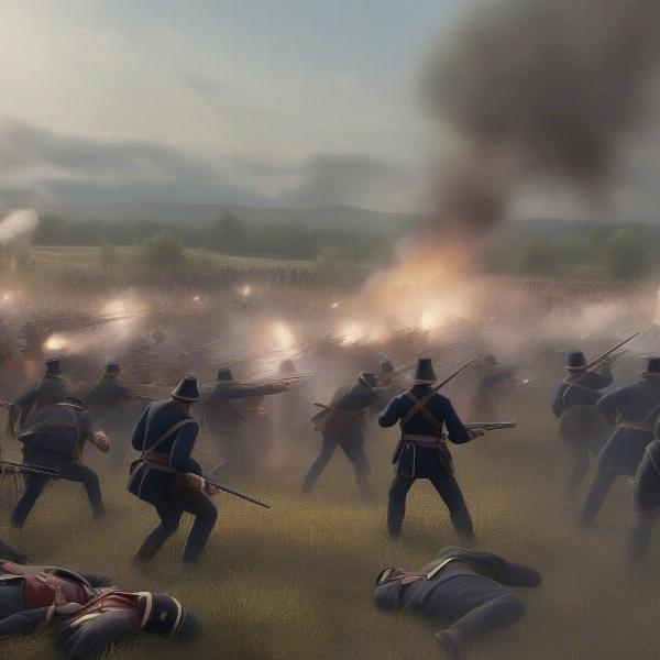 civil war battlefield game scene