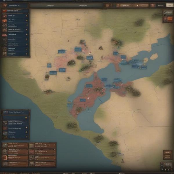 Civil War Game Strategic Map and Elements