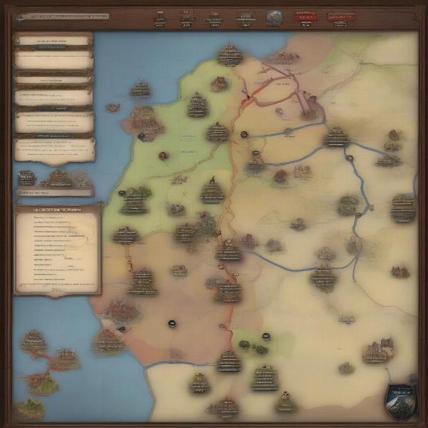 Civil War strategy game, detailed map and game interface