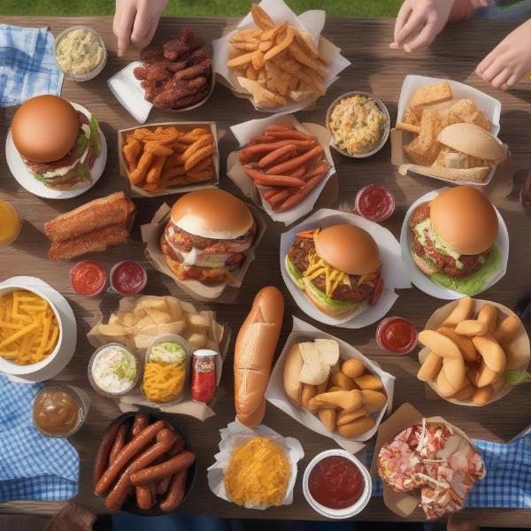 Classic Tailgate Food Spread