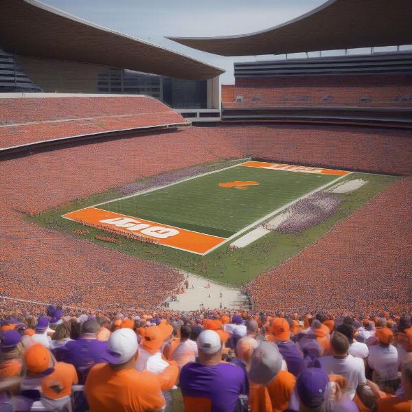 Clemson football fans watching spring game
