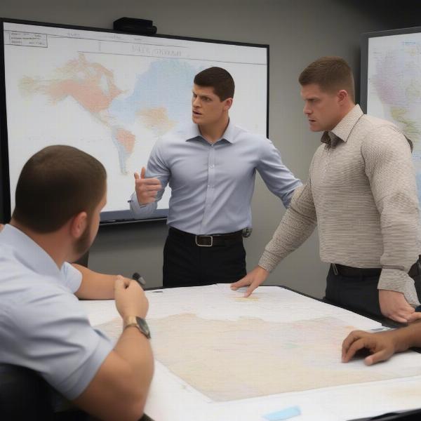 Cody Rhodes planning war games team with potential team mates and a strategist