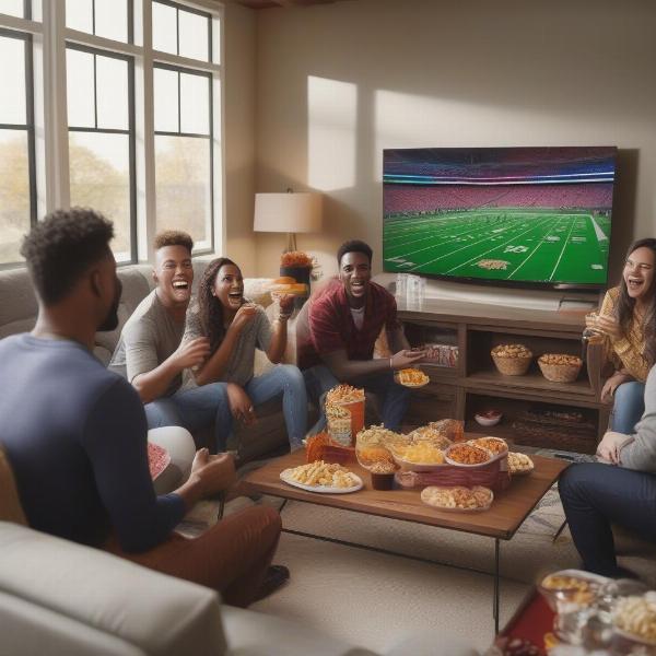 home-college-football-bowl-game-party-setup