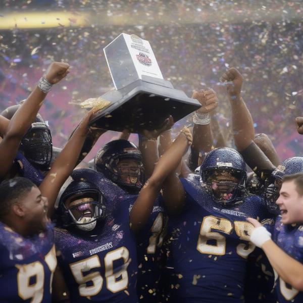 college football championship trophy celebration
