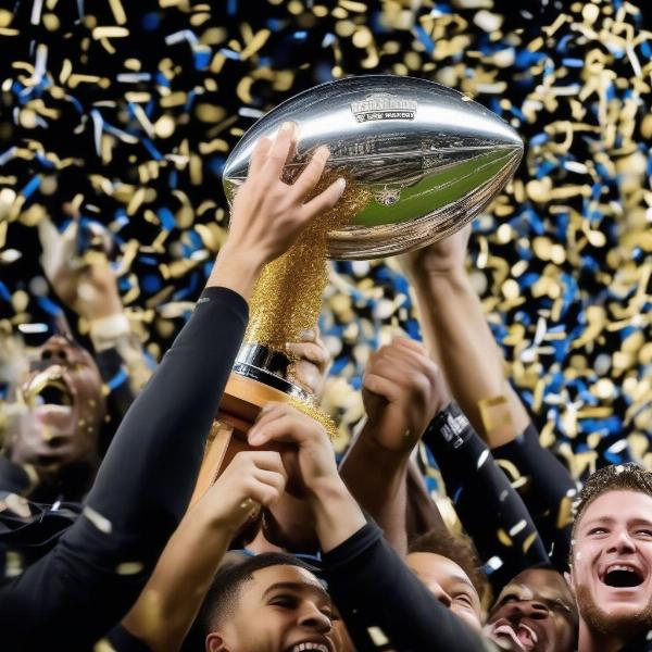 College football playoff trophy during celebration