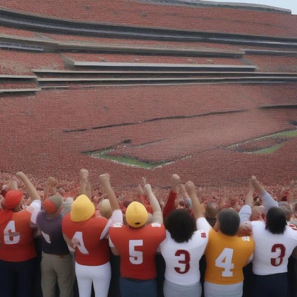 College Football Rivalry Fans Cheering