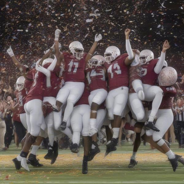 college football team winning game celebration