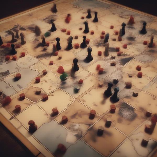 A tense moment during a competitive horror board game
