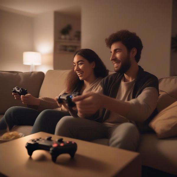 couple gaming together 