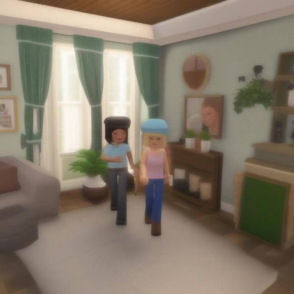 Couple in their Bloxburg home