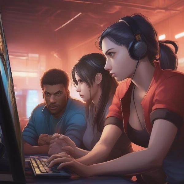 couple playing fighting game
