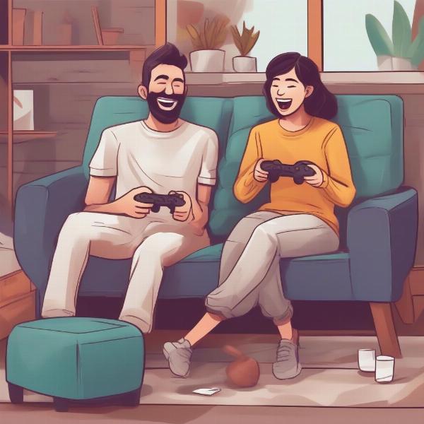 couple enjoying playing games