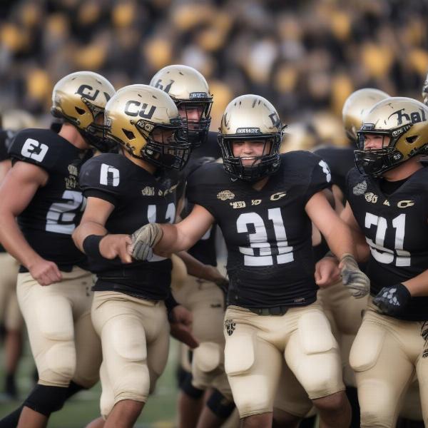 CU Boulder football team celebration