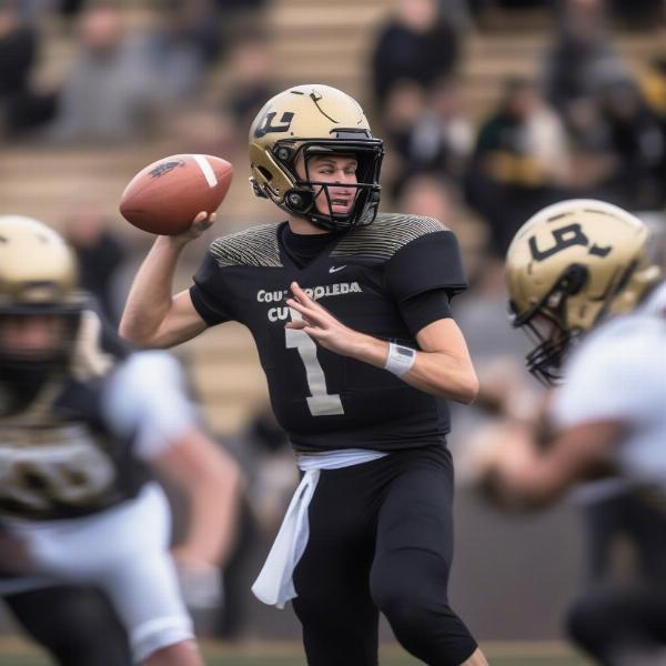 CU Boulder football player action