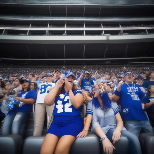 Dallas Cowboys fans cheering at AT&T stadium