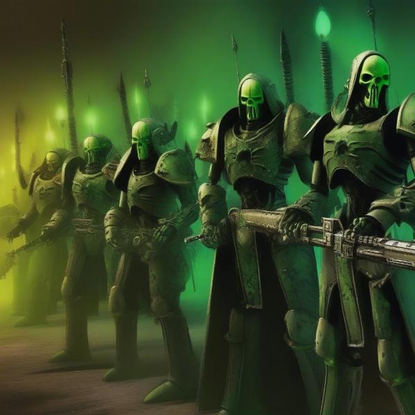 Necron forces in Dawn of War Dark Crusade preparing for a battle