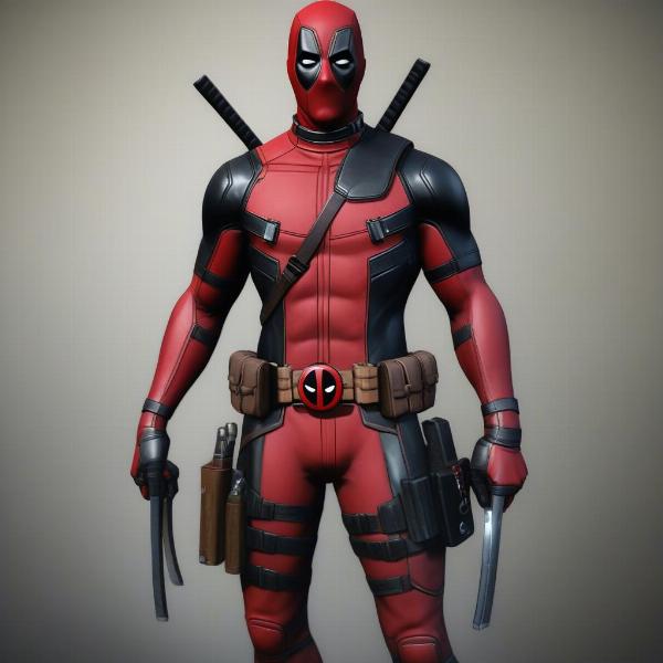 Close-up of Deadpool's detailed character model on Xbox One