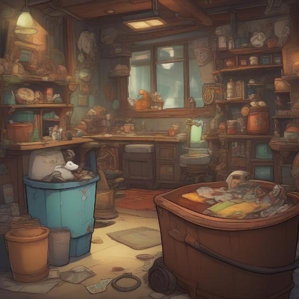 A colorful and whimsical environment in Deponia