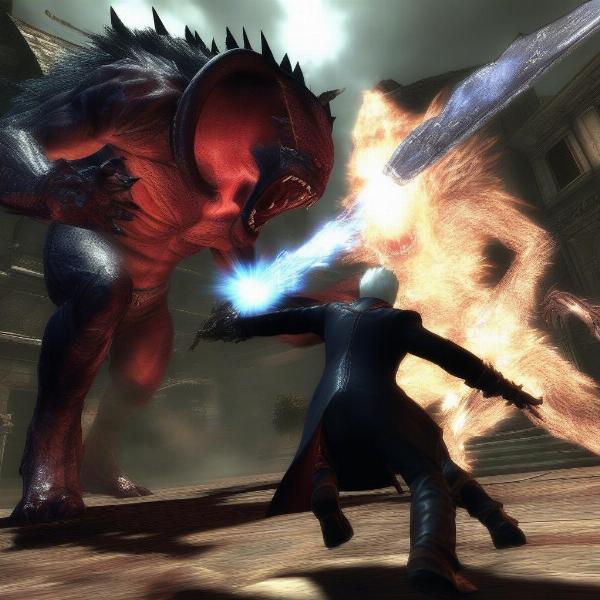 Devil May Cry 4 screenshot featuring Nero in combat