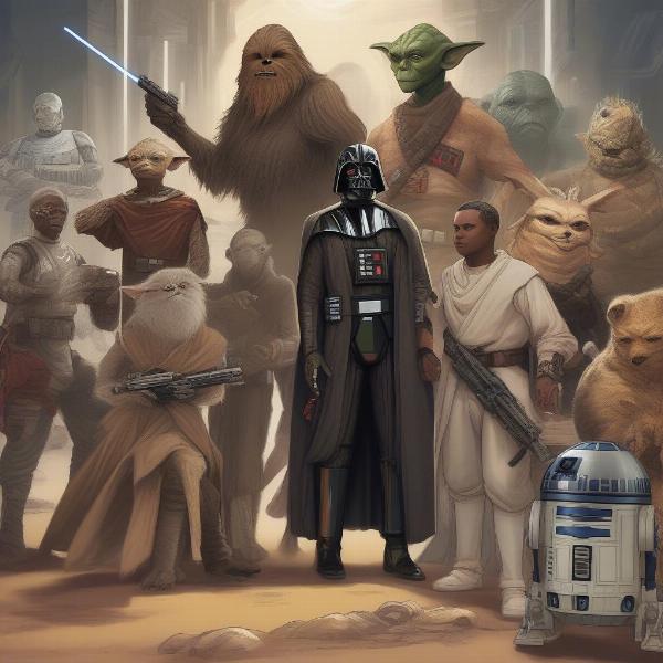 Diverse group of star wars rpg characters