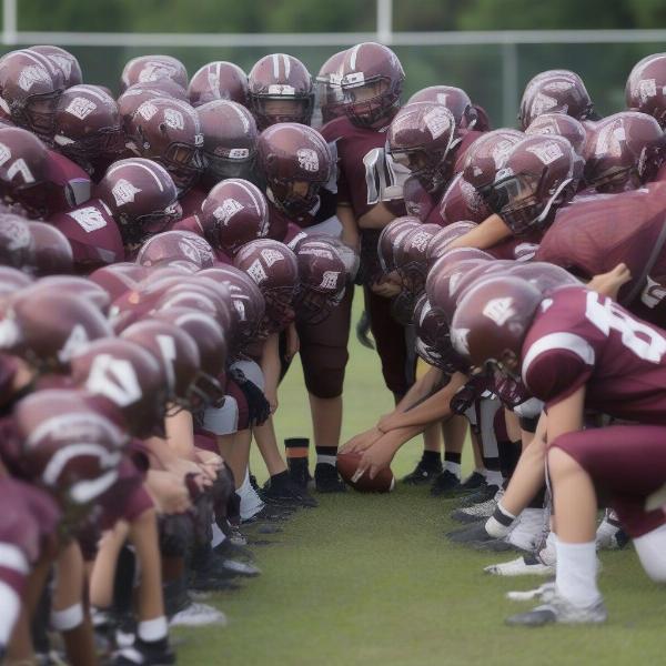 dobyns bennett football team huddle before game