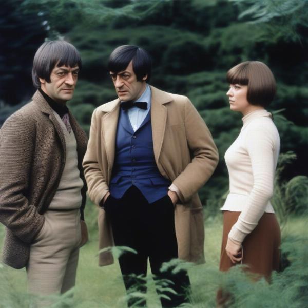 The Second Doctor Jamie and Zoe on the set of the war games