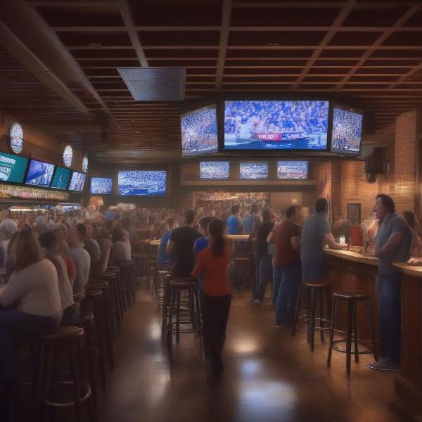 watching dodger game at a crowded sports bar