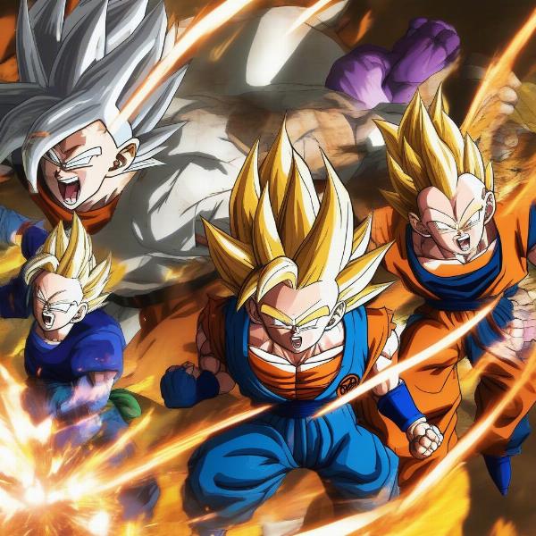 dragon ball fighterz gameplay featuring goku vegeta and trunks team battle