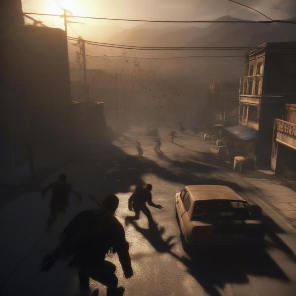 Dying Light Xbox One gameplay screenshot showing the main character running from Volatiles during a night chase