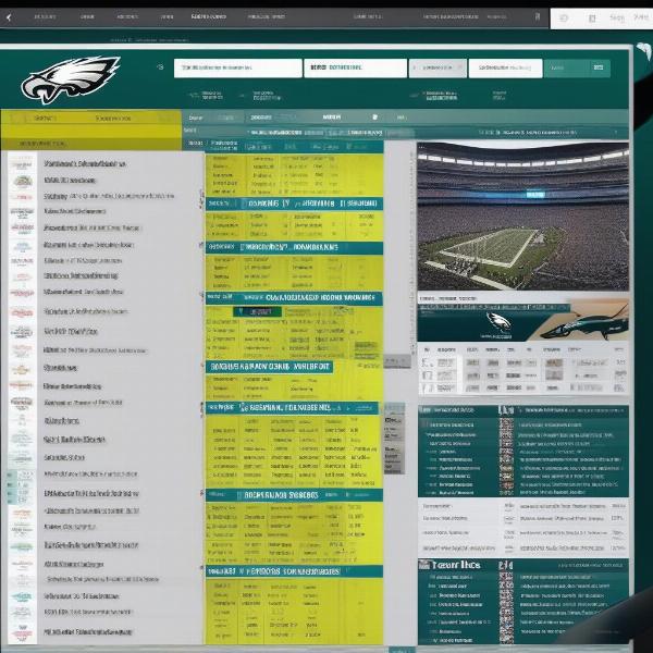 Eagles game schedule displayed on a laptop screen
