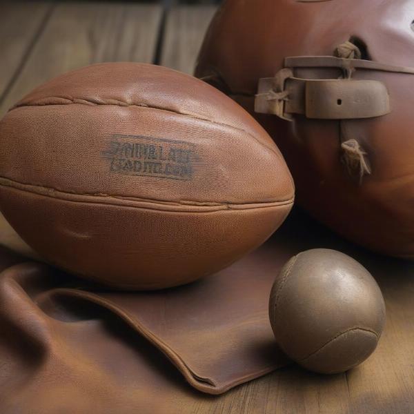 antique nfl football and old uniform on a wooden surface