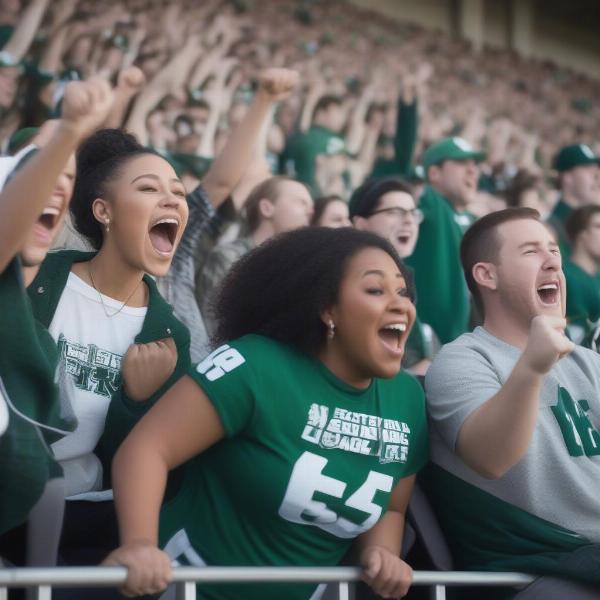 eastern michigan fans in crowd cheering