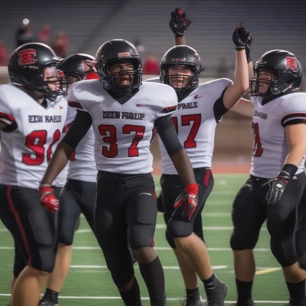 Eden Prairie football players celebrating a touchdown