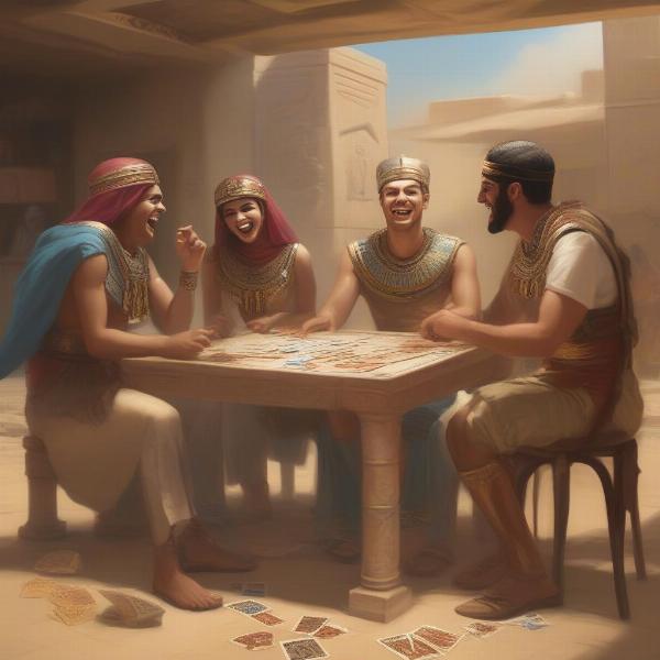 a group having fun during a game of egyptian war card