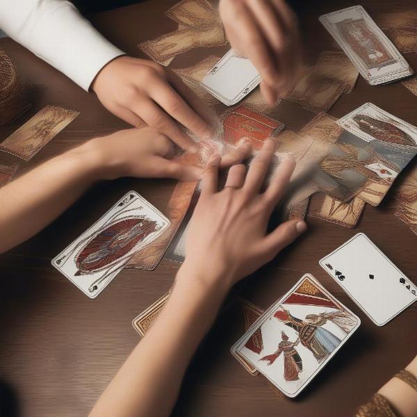 slapping at a card pile during egyptian war card game