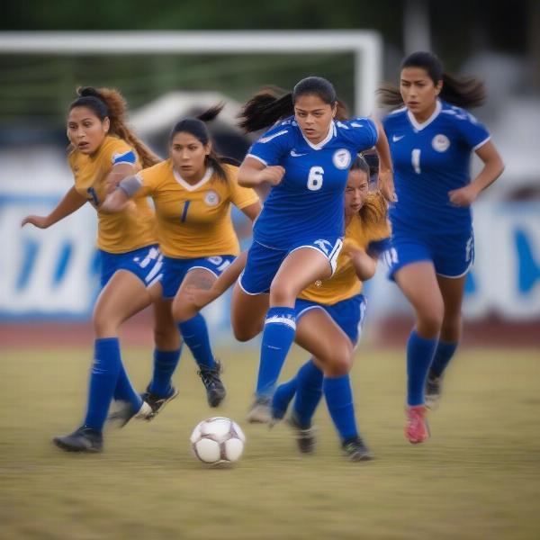 el salvador women's football team in action