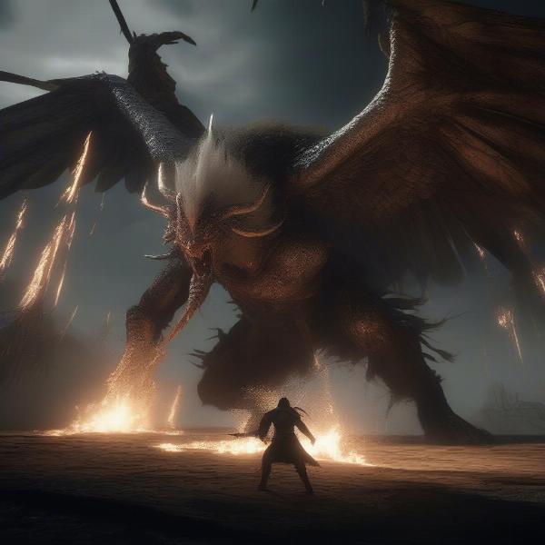 Elden Ring challenging boss battle, showcasing intense action