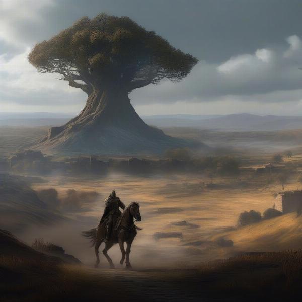 Elden Ring open world exploration, showing vast landscapes
