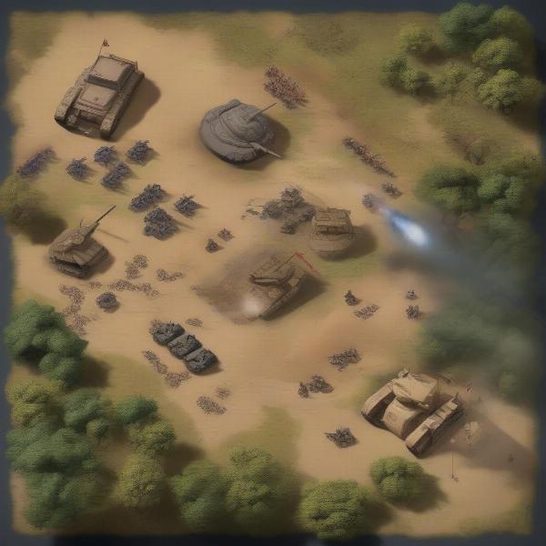 Detailed war strategy game battle map