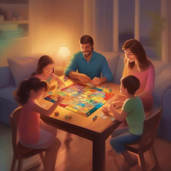 family enjoying game night