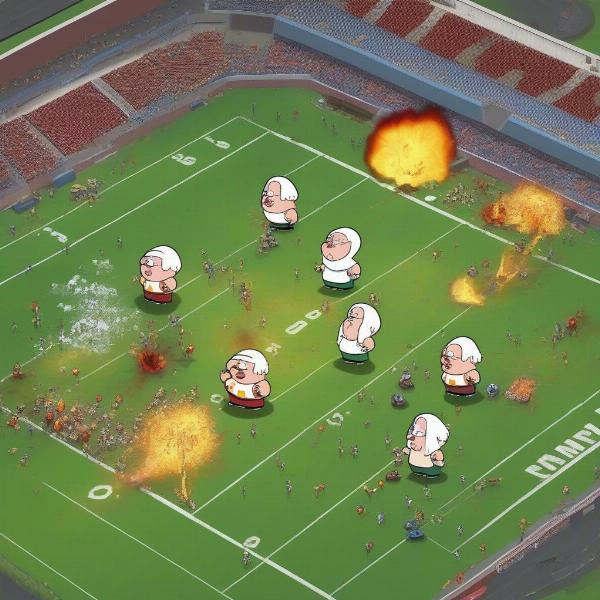 Family Guy football field with chaotic elements