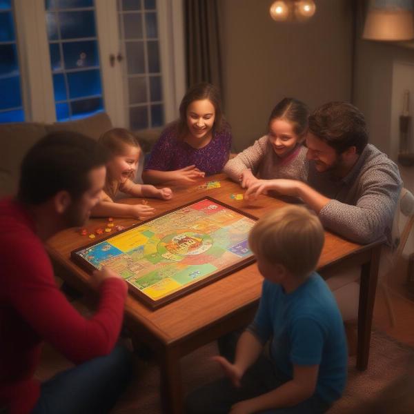 family enjoying board game night