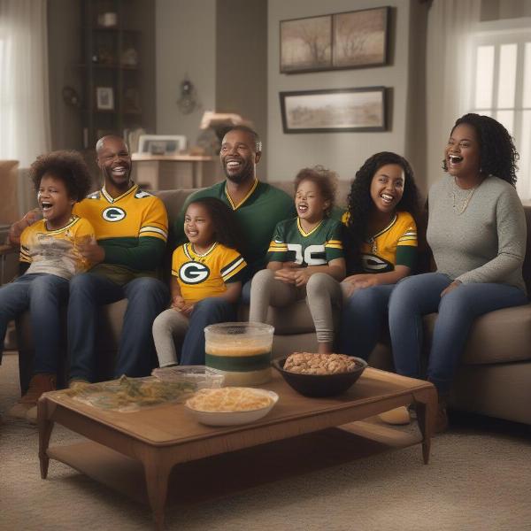 Family Watching Packers Game From Home