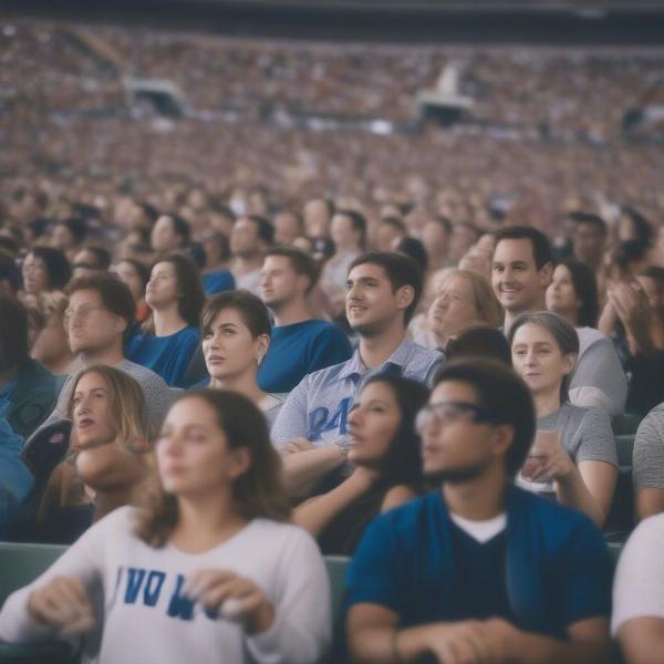 fans using cowbells respectfully in a stadium