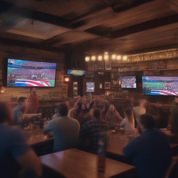 fans cheering in a bar